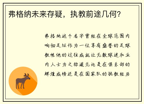 弗格纳未来存疑，执教前途几何？